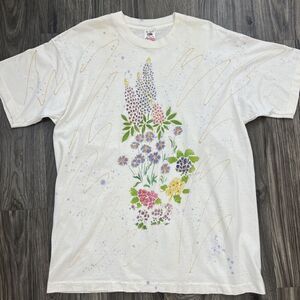 Fruit Of The Loom Vintage Single Stitch Floral Short Sleeve T-Shirt Size XL